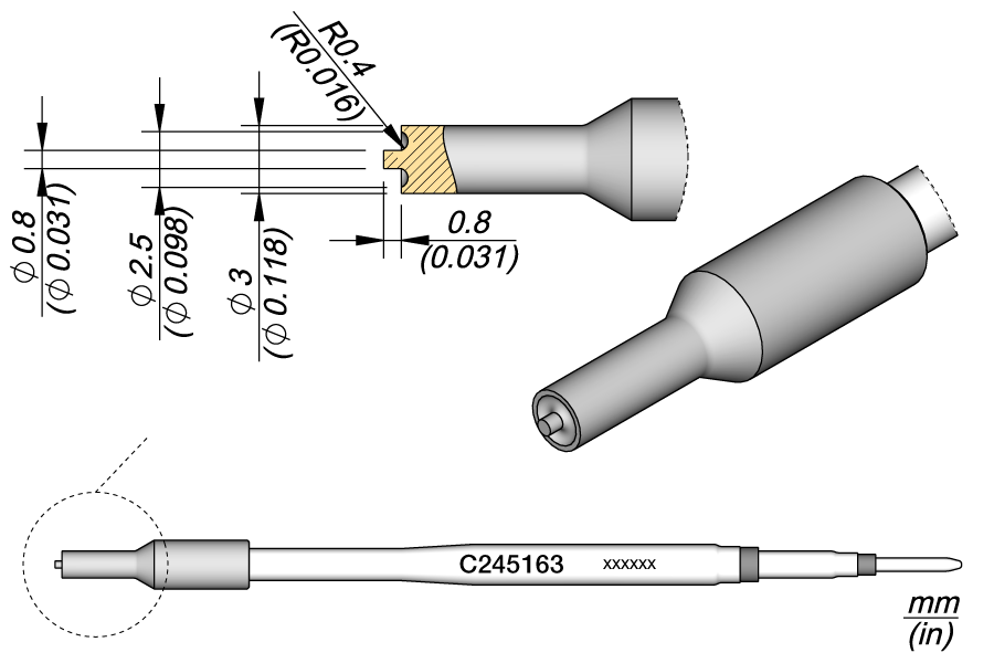 C245163 - Hollow Heat Staking Cartridge Ø 2.5